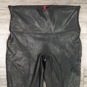 Spanx Faux Leather Moto Leggings Size S Womens Black Shiny Tight Leggings
